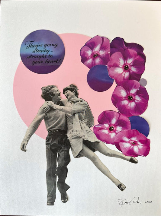 collage of a man and woman in love